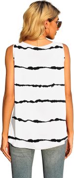 Jouica Women's Summer Casual Zip Half Placket Chiffon Sleeveless Tank Top Blouses - Image 4